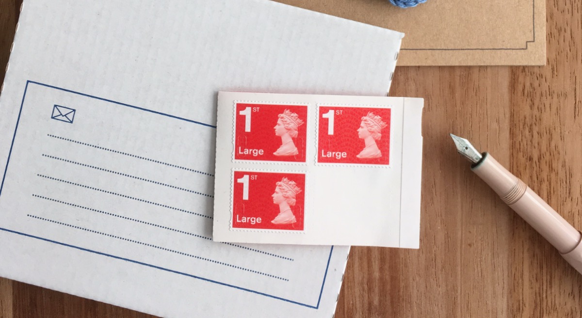 Envelope and British stamps