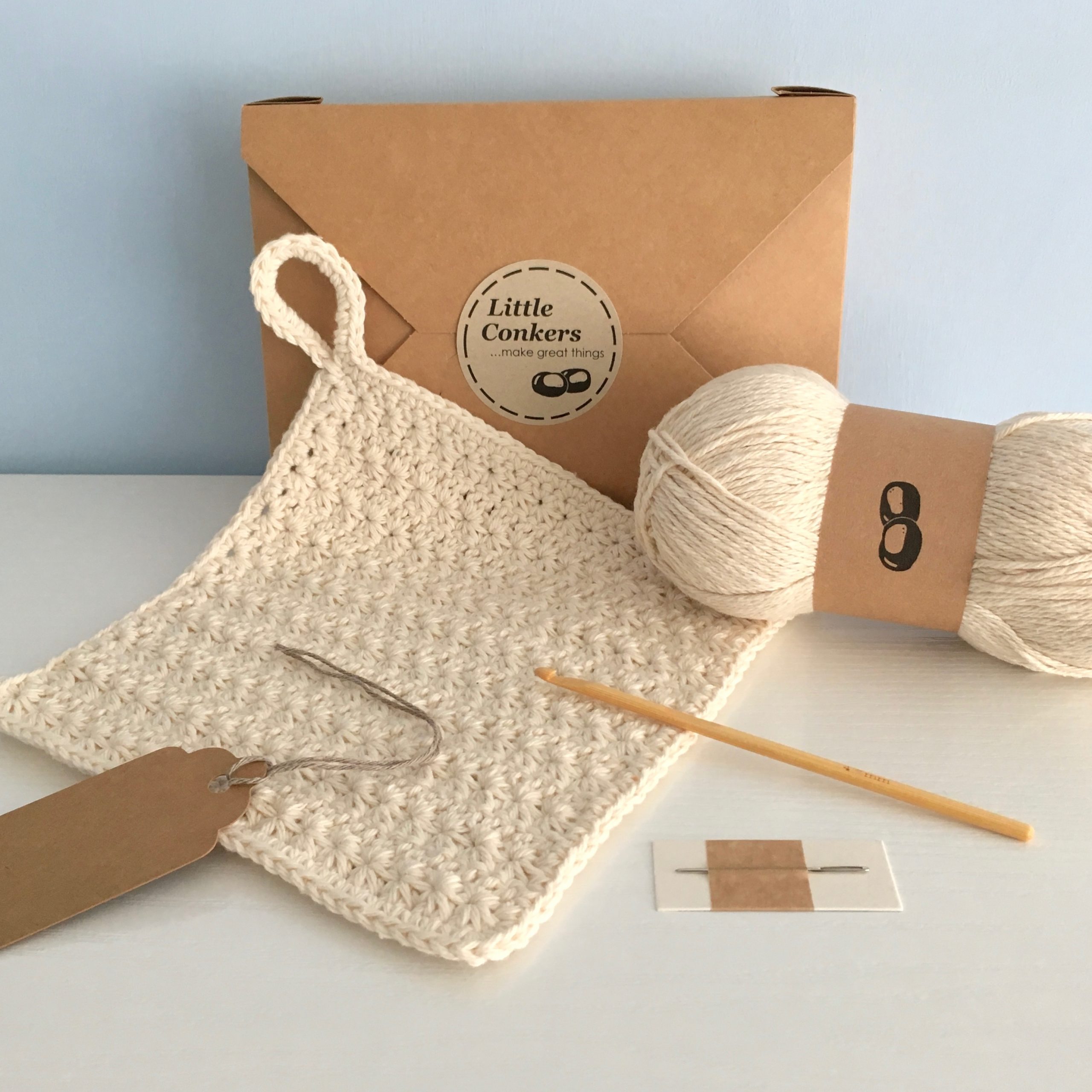 Ecofriendly Dishcloth Crochet Kit Little Conkers