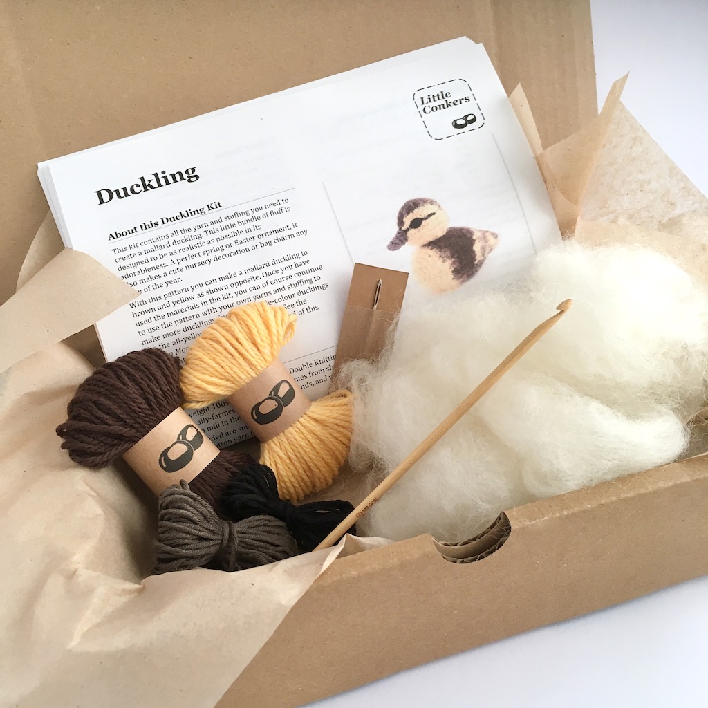 Crochet kit for a ducking in a box