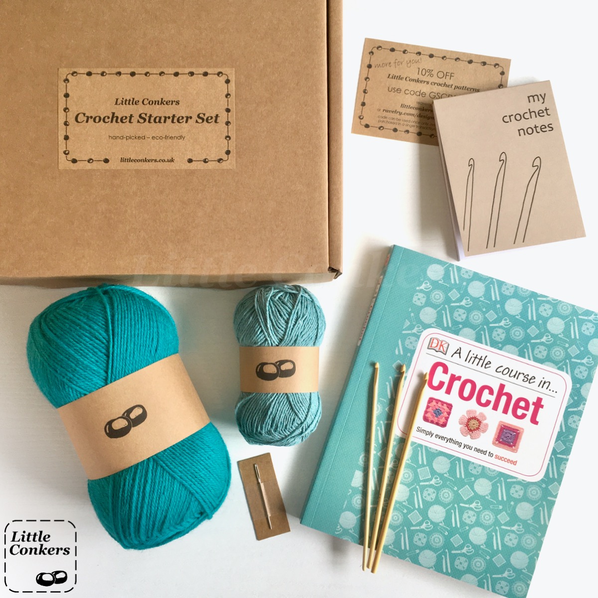 Complete Learn To Crochet Starter Kit Little Conkers