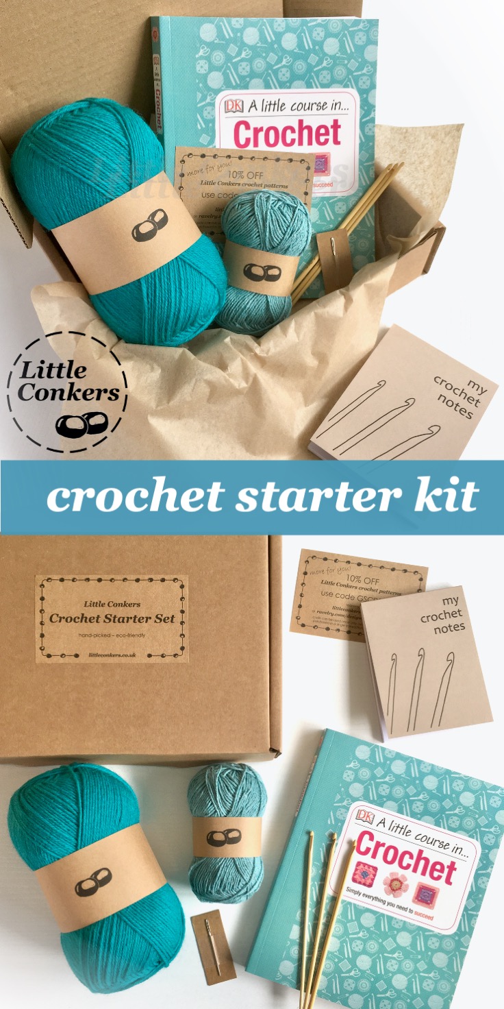 Complete Learn to Crochet Starter Kit Little Conkers