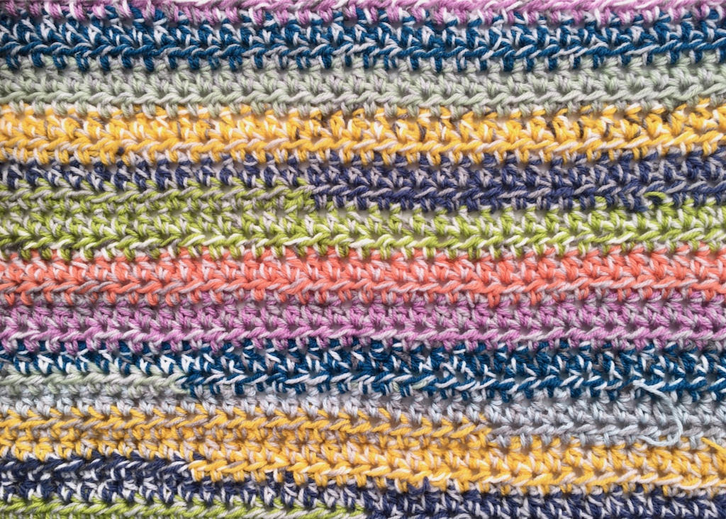 Blanket crocheted with scrap yarn