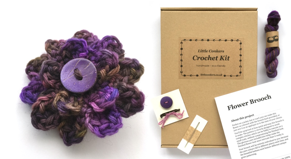 Flower Brooch Crochet Kit