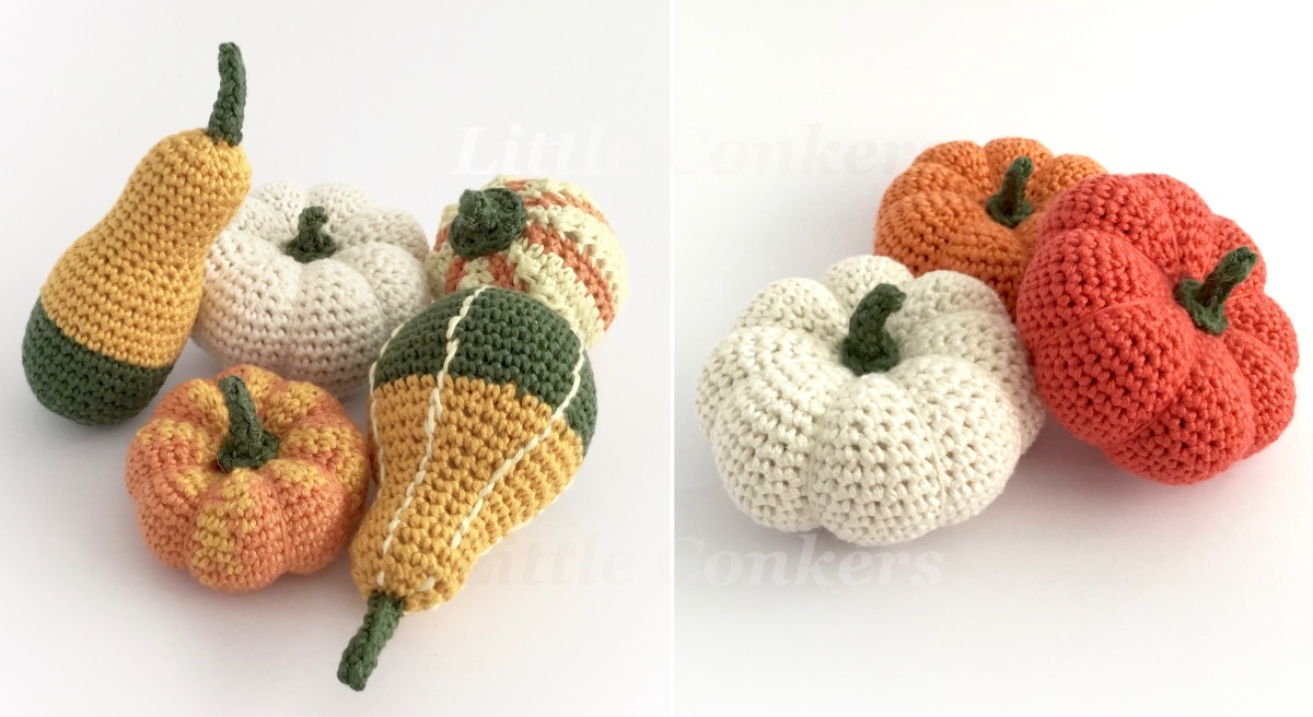 Crocheted Pumpkins and Decorative Gourds
